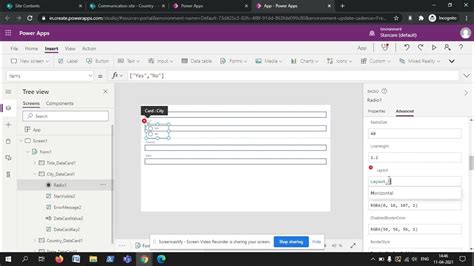 Try selecting various radio buttons in the form above, and then click the "Check if Default" button to see the result. . Powerapps radio button update sharepoint list